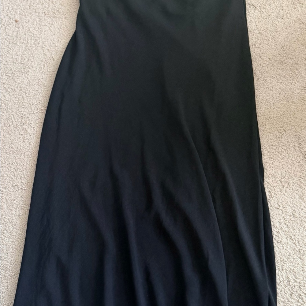 See You Monday Black Midi Skirt with Flowy Silhouette